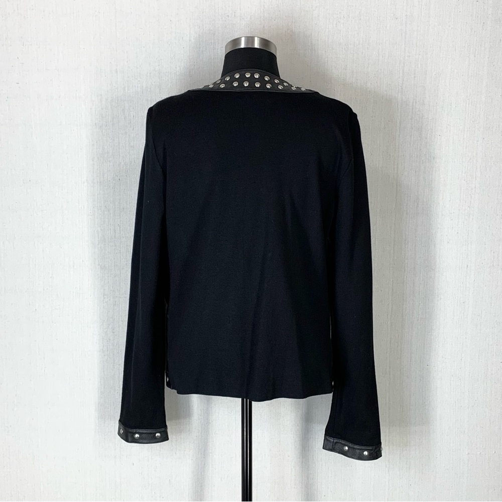 Caprice~Women's Full Zip Studded Leather & Knit Combo Moto/Biker Jacket~Sz L - Picture 8 of 16